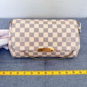 Authentic Louis Vuitton Damier Azur Favorite PM Crossbody Chain Bag